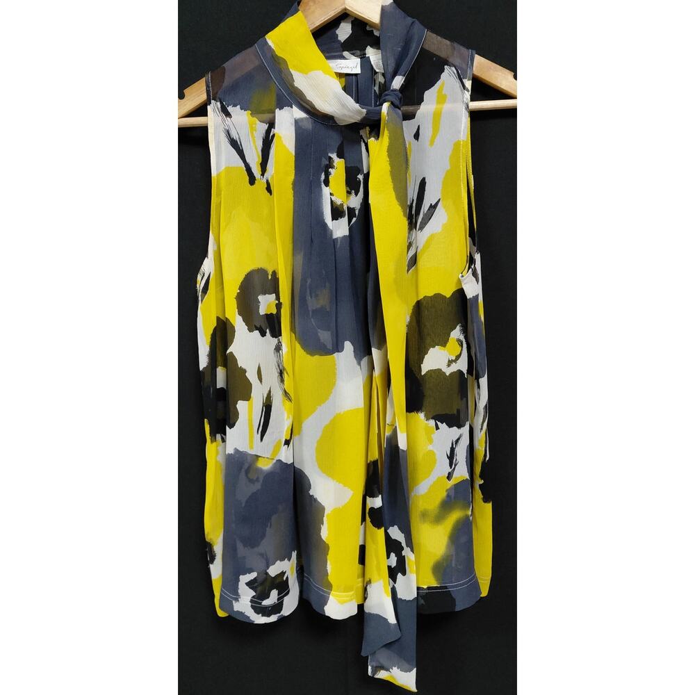 Spiegel Style 44610 Silk Sleeveless Blouse Abstract Collared Women Size 12